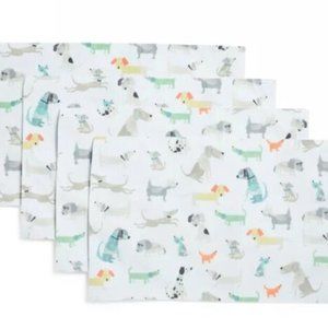 x4 Cynthia Rowley Watercolor Dog Placemat Set Dachshund Blue Green Yellow 13x19